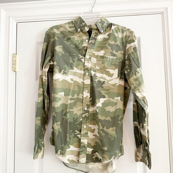 J Crew Camo button down shirt SLIM FIT FLEX green L6410 Mens SMALL 2019 - Picture 3 of 16
